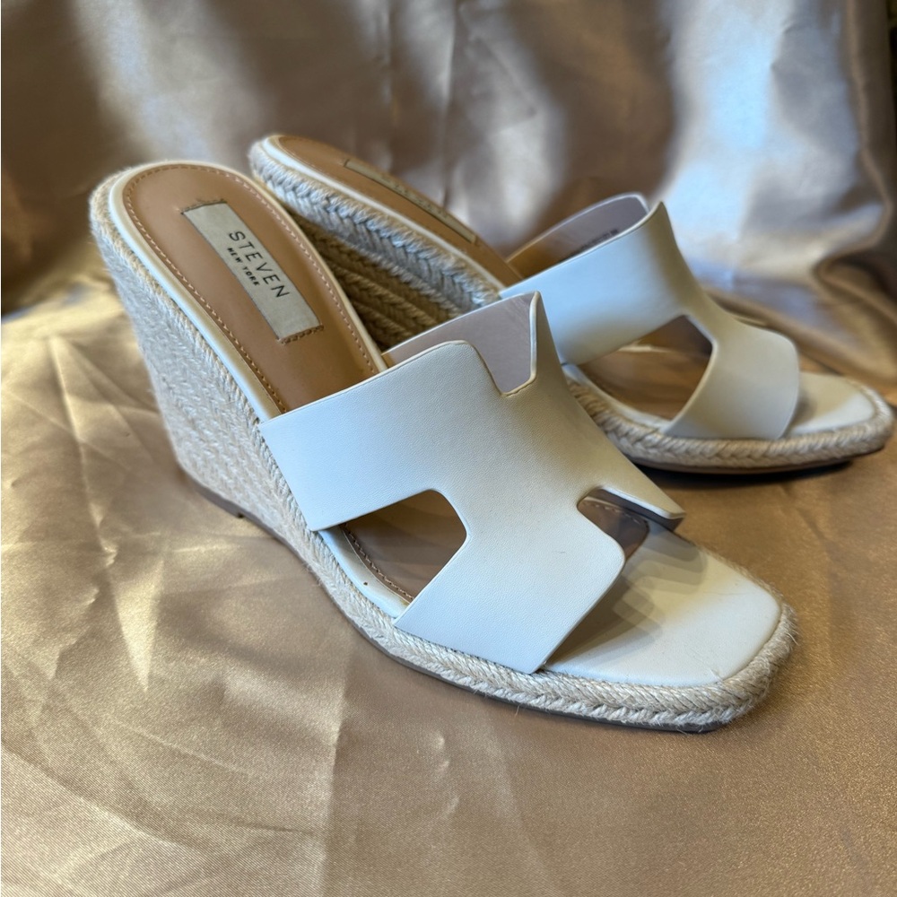 Steven By Steve Madden White Wedge Slip-On Shoes